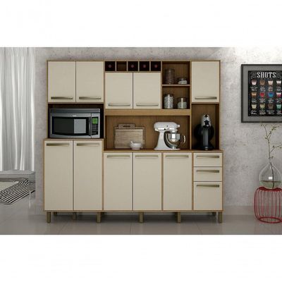 Armario 10 Portas 3 Gavetas Petra Cinamomo/off White