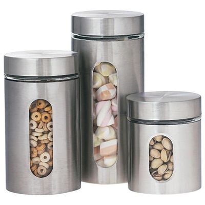Conjunto De 3 Potes De Vidro Com Tampa Rosca Organize Seus Mantimentos Com Estilo