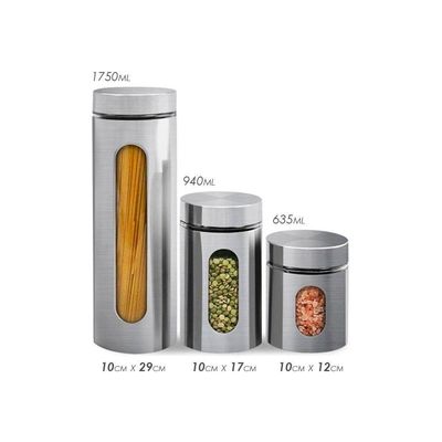 Conjunto De 3 Potes De Vidro Com Tampa Rosca Organize Seus Mantimentos Com Estilo