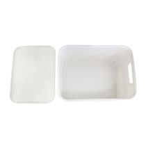 Caixa Organizadora Rattan Cesto Branco Com Tampa 7 Litros