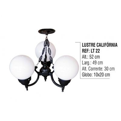 Lustre Colonial de Teto Califórnia com Corrente em Alumínio