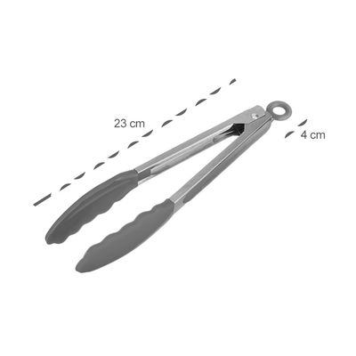 Pegador de Alimentos Pinça de Cozinha Inox Silicone Preto