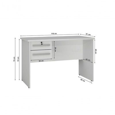 Escrivaninha Mesa 2 Gavetas Com Chave Branco