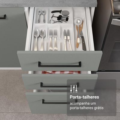Armário De Cozinha Completa 549cm Branco/cinza Agata Madesa 01 Branco/cinza