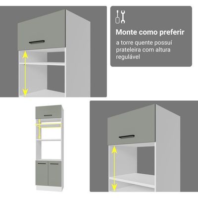Armário De Cozinha Completa 549cm Branco/cinza Agata Madesa 01 Branco/cinza