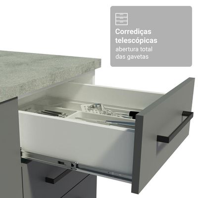 Armário De Cozinha Completa 549cm Branco/cinza Agata Madesa 01 Branco/cinza