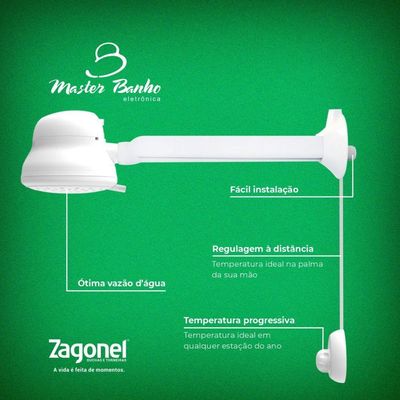 Ducha Master Banho Eletrônica 220v - Zagonel Branco