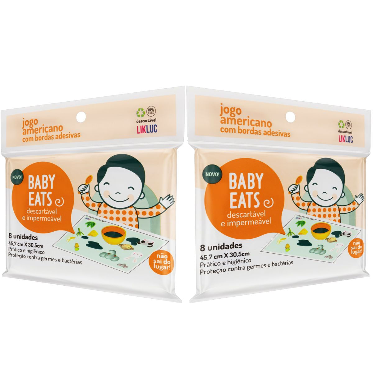 JOGO AMERICANO BABY EATS - 8 UNIDADES- DESCARTAVEL - LIKLUC