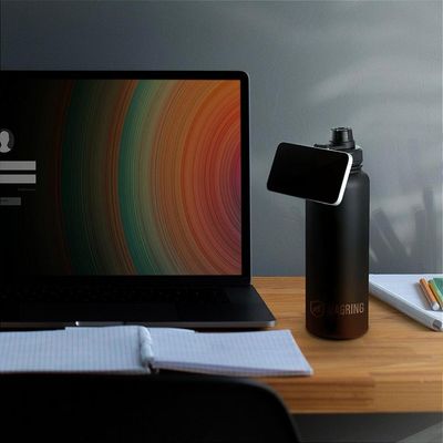 Garrafa Térmica com Suporte MagSafe, Aço Inoxidável - 540ml - Preta -  MagRing - Gshield