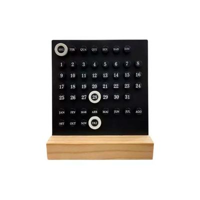 Calendário Permanente de Plástico Base de Madeira
