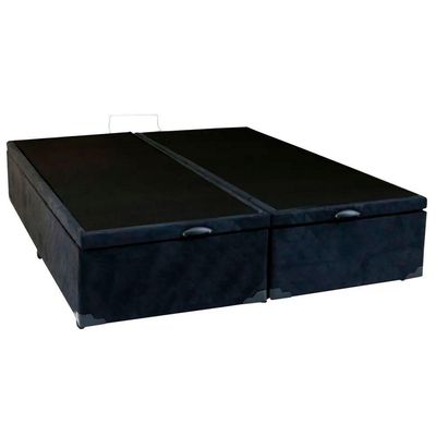 Cama Box Baú Casal Bipartido Suede Sereneprime Preto 138x188x44