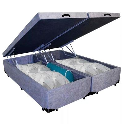 Cama Box Baú Casal Bipartido Suede Sereneprime Cinza 138x188x44