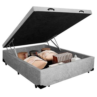 Cama Box Baú Casal Suede Sereneprime Cinza 138x188x44