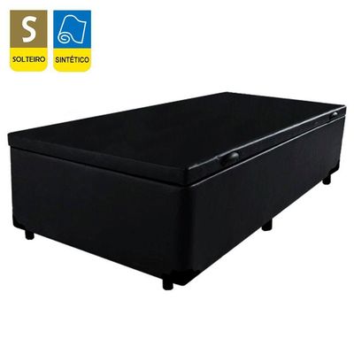 Cama Box Baú Solteiro Sintético + Colchão De Espuma D33 - Sereneprime - 88cm Cor:preto