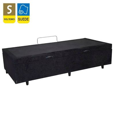 Cama Box Baú Solteiro Suede + Colchão De Espuma D33 - Sereneprime - 88cm Preto