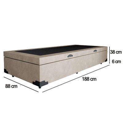 Cama Box Baú Solteiro Suede Sereneprime Bege 88x188x44