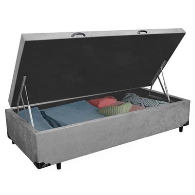 Cama Box Baú Solteiro Suede Sereneprime Cinza 88x188x44