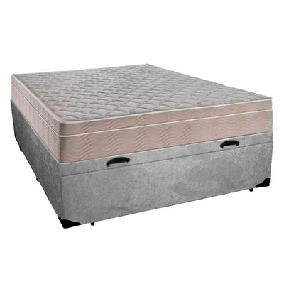 Cama Box Baú Casal Suede + Colchão Sereneprime Molas Ensacadas 138x188x69 Cinza
