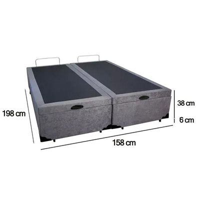 Cama Box Baú Queen Bipartido Suede Sereneprime Cinza 158x198x44