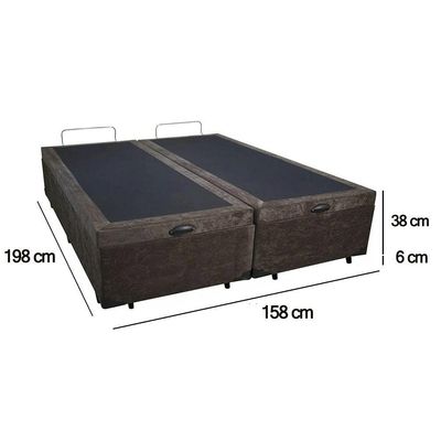 Cama Box Baú Queen Bipartido Suede Sereneprime Marrom 158x198x44