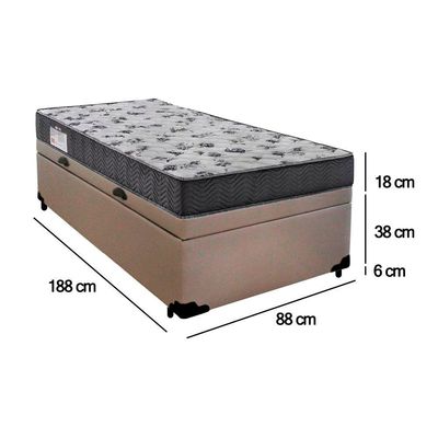 Cama Box Baú Solteiro Sintético + Colchão De Espuma D33 - Sereneprime - 88cm Bege