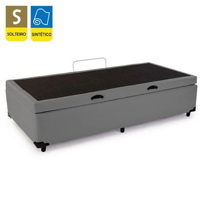 Cama Box Baú Solteiro Sintético + Colchão De Espuma D33 - Sereneprime - 88cm Cinza