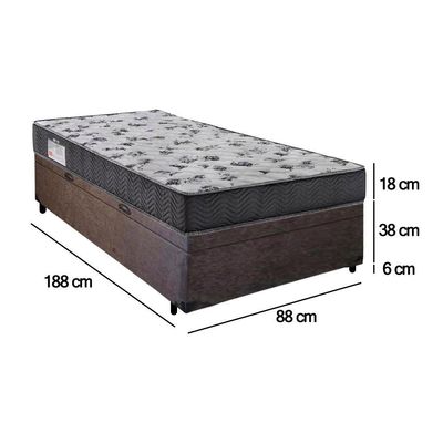 Cama Box Baú Solteiro Suede + Colchão De Espuma D33 - Sereneprime - 88cm Marrom