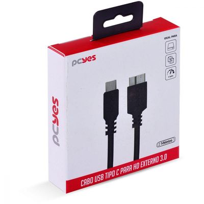Cabo Para Hd Externo Usb Tipo C Para Micro Usb B 3.0 1 Metro Preto - P3ucmbp-1