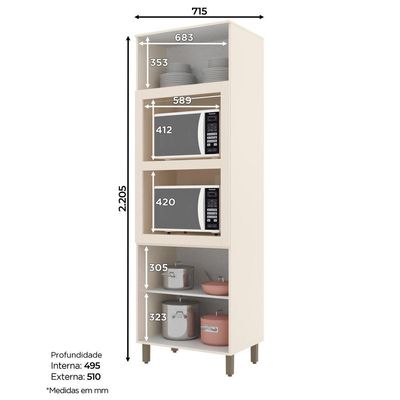 Torre Quente 02 Fornos 71,5 Cm Connect Henn Off White