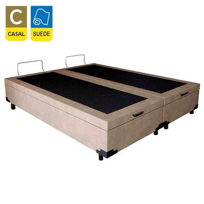 Cama Box Baú Casal Bipartido Suede Sereneprime Bege 138x188x44