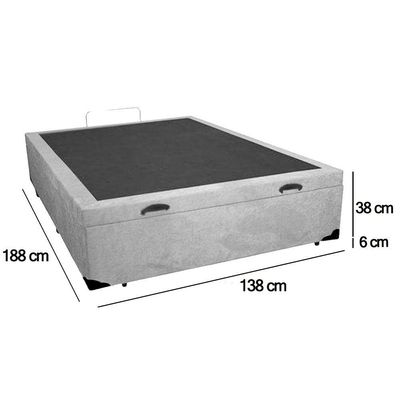 Cama Box Baú Casal Suede Sereneprime Cinza 138x188x44