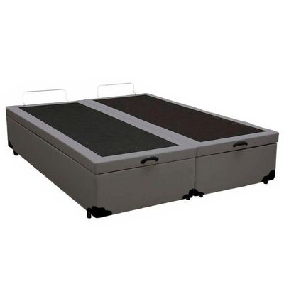 Cama Box Baú Queen Bipartido Sintético Sereneprime Cinza 158x198x44