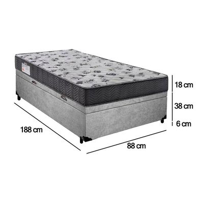 Cama Box Baú Solteiro Suede + Colchão De Espuma D33 - Sereneprime - 88cm Cor:cinza