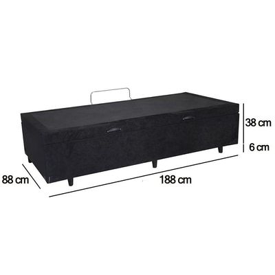 Cama Box Baú Solteiro Sintético Sereneprime Preto 88x188x44