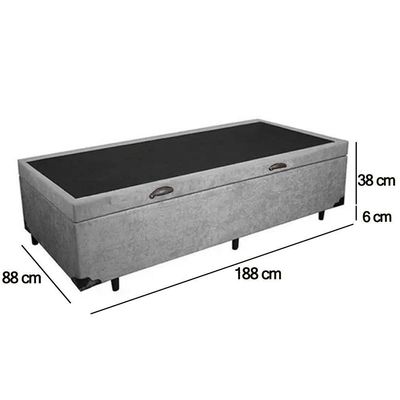 Cama Box Baú Solteiro Suede Sereneprime Cinza 88x188x44