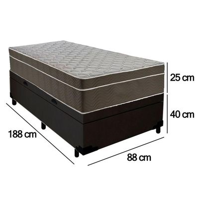 Cama Box Baú Suede Solteiro + Colchão Sereneprime Molas Ensacadas 88x188x69 Cor:preto