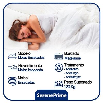 Cama Box Baú Suede Solteiro + Colchão Sereneprime Molas Ensacadas 88x188x69 Cor:preto