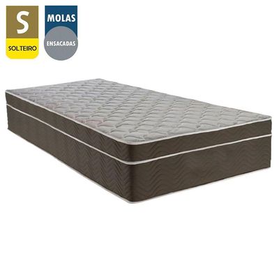 Cama Box Baú Suede Solteiro + Colchão Sereneprime Molas Ensacadas 88x188x69 Preto