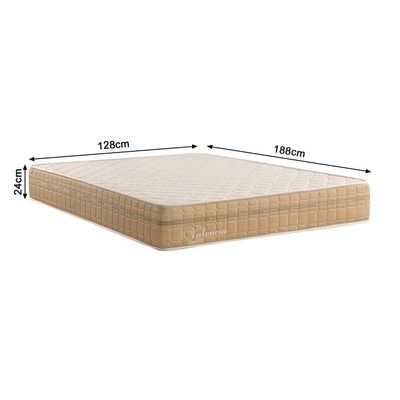 Kit Conjunto Colchão Viúva Valência Molas Ensacadas Individualmente + Box Blindado 128x61x188 - Bege