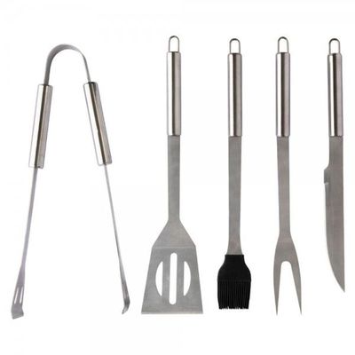 Kit Churrasco 5 Peças Em Aço Inox.