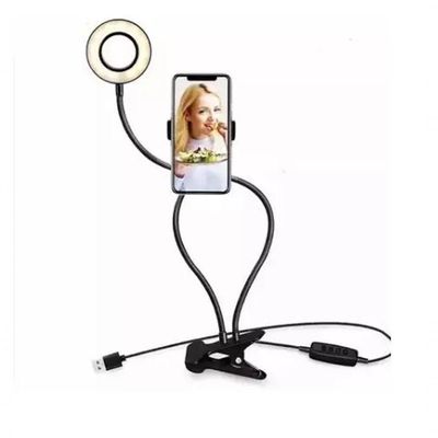 Iluminador Ring Light Suporte Celular Articulado Mesa Live Stream Controle