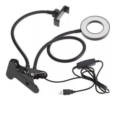 Iluminador Ring Light Suporte Celular Articulado Mesa Live Stream Controle