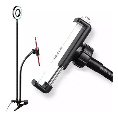 Iluminador Ring Light Suporte Celular Articulado Mesa Live Stream Controle