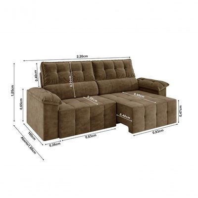 Sofá Santiago 2,20m Retrátil/reclinável Suede Capuccino - Xflex Sofás