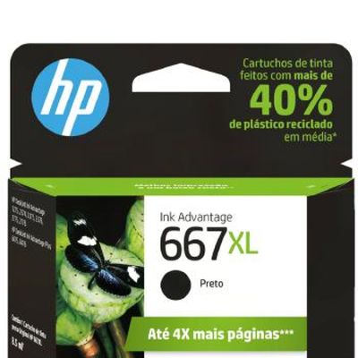 Cartucho de Tinta HP 667XL Preto - 3YM81AB