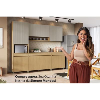 Kit Cozinha Modulada 5 Peças Simone Mendes 5 peças (2Aéreos+2Balcões+1Paneleiro) C5P114 - Nesher