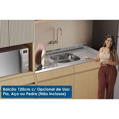Cozinha Modulada Simone Mendes 5 peças (2Aéreos+2Balcões+1Paneleiro) C5P114 Carvalho/Cinza -Nesher