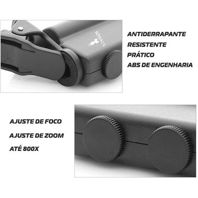 Microscópio Lupa Aumento 100x Celular Luz Uv E Branca