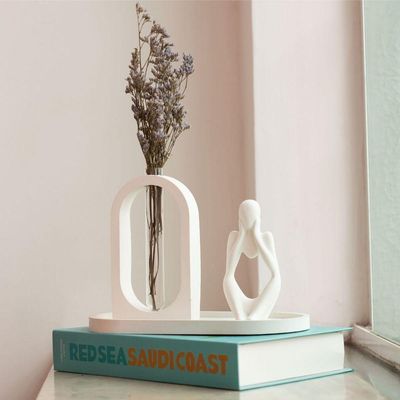 Vaso Decorativo Solitário Janela 16,5cm Artesanal Em Cimento Cinza