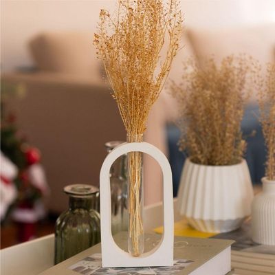 Vaso Decorativo Solitário Janela 16,5cm Artesanal Em Cimento Cinza